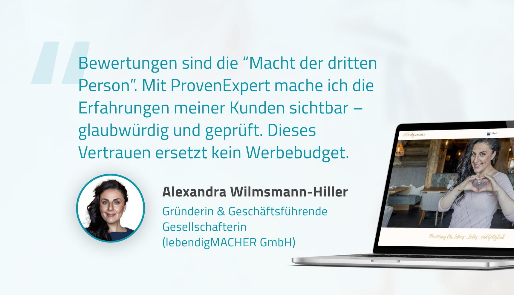 Testimonial von Alexandra Wimsmann-Hiller über Vertrauen und Kundenbewertungen mit ProvenExpert