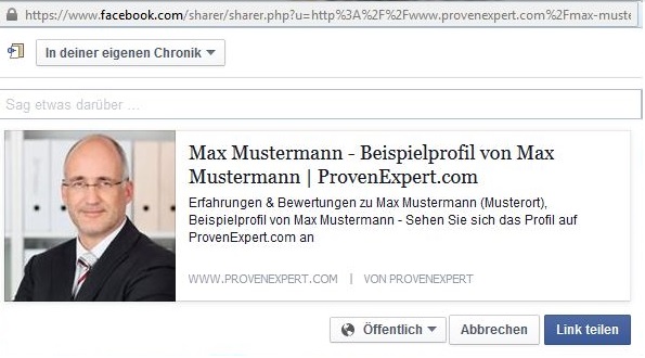 Kundenfeedback mit persönlicher Nachricht auf Facebook teilen