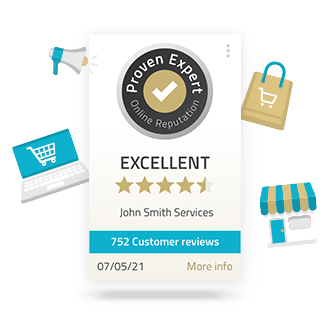 The ProvenExpert rating seal boosts confidence right before the purchase